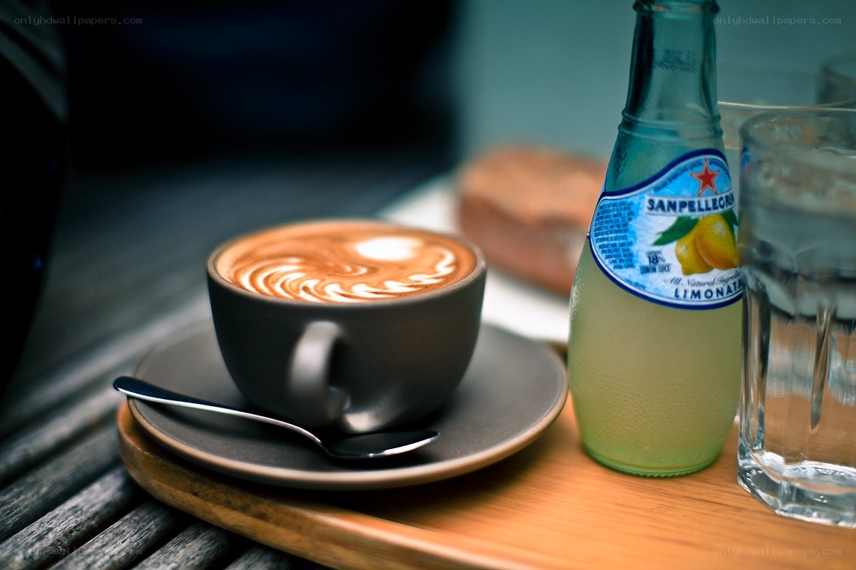 coffee and lemonade on a tray