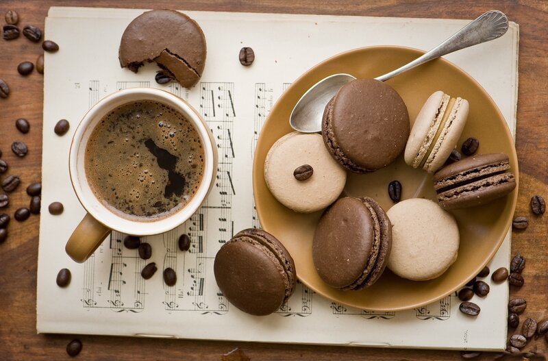 Coffee and Macarons — Brown, Calm, Morning