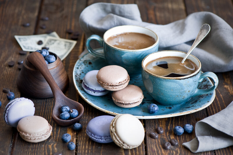 Coffee and Macarons — Brown, Cozy