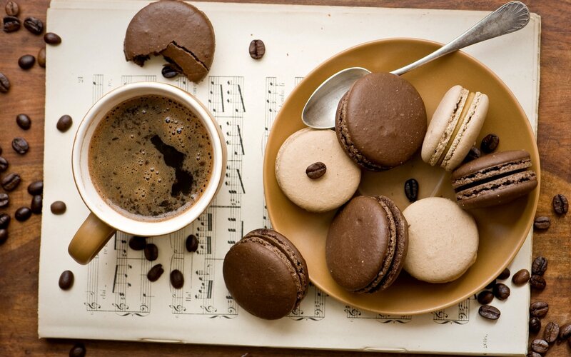 Coffee and Macarons — Brown