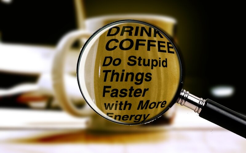 coffee and magnifying glass