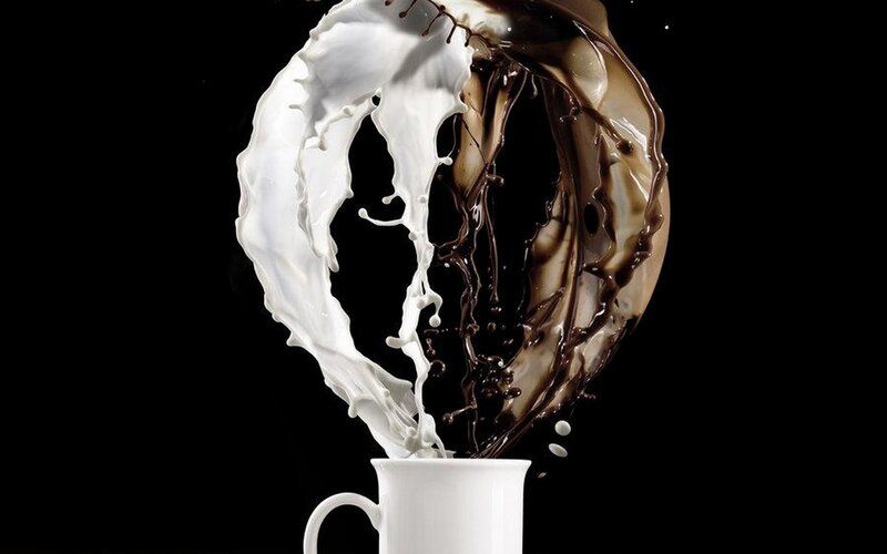 Coffee and Milk Splash — Black, Dramatic