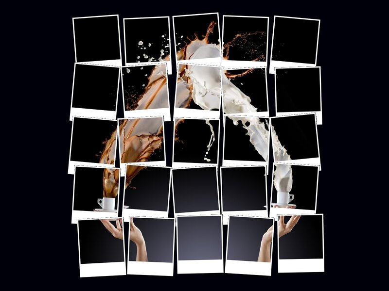 coffee and milk splash collage