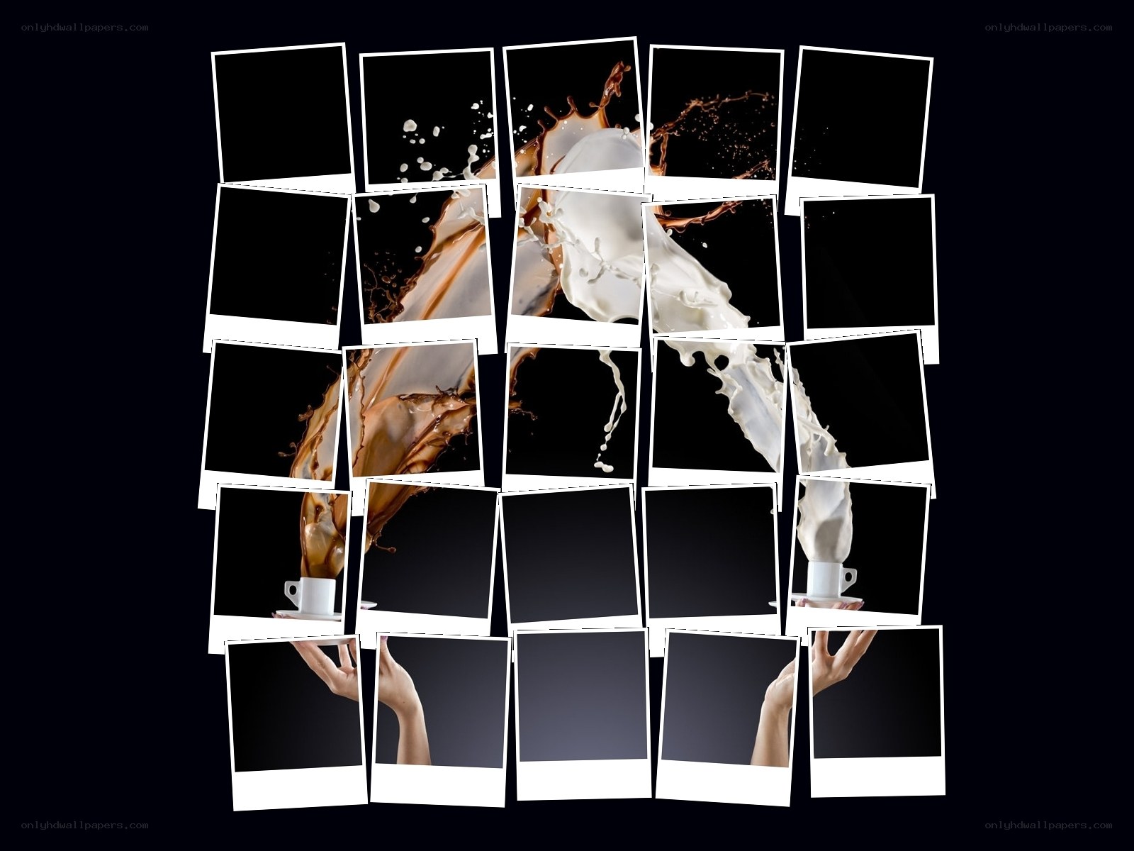 coffee and milk splash collage