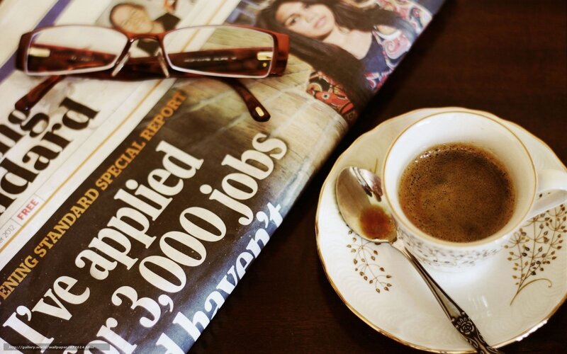 coffee and newspaper reading