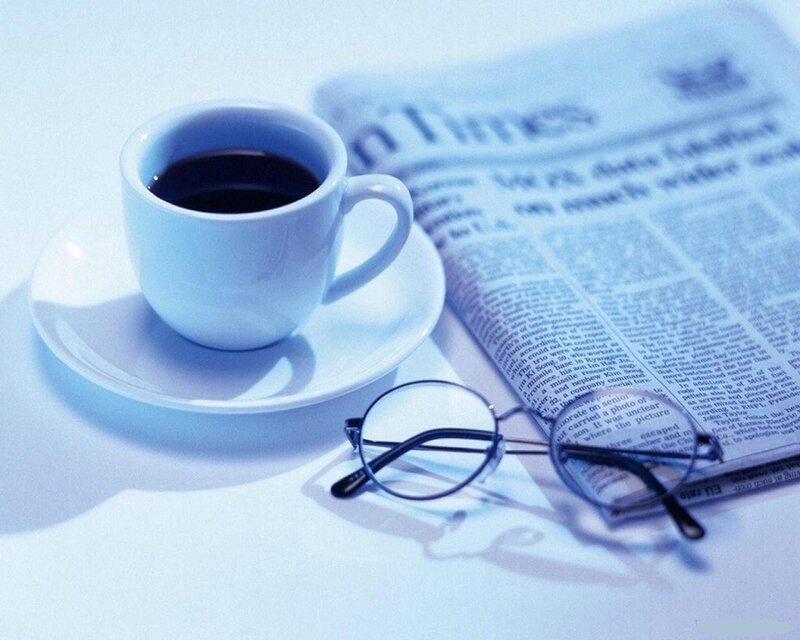 coffee and newspaper setup