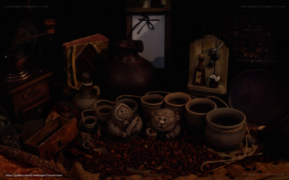 Coffee and pottery still life