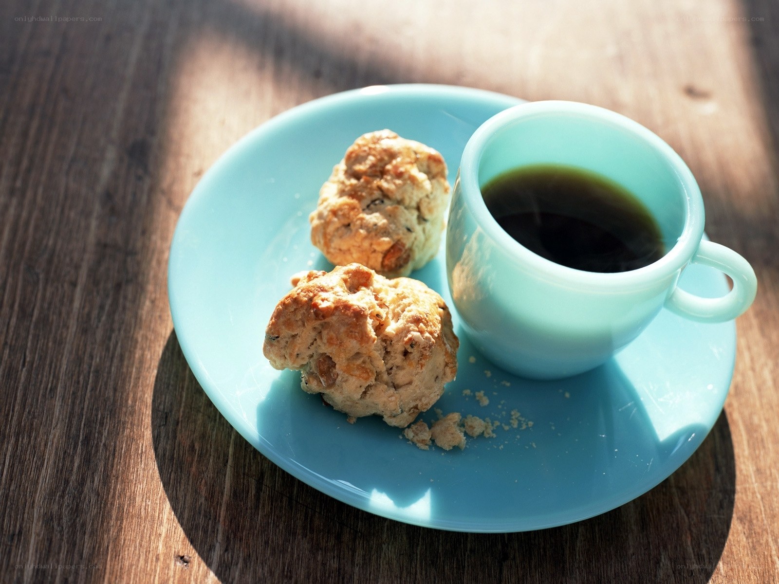 Coffee and scones on a plate