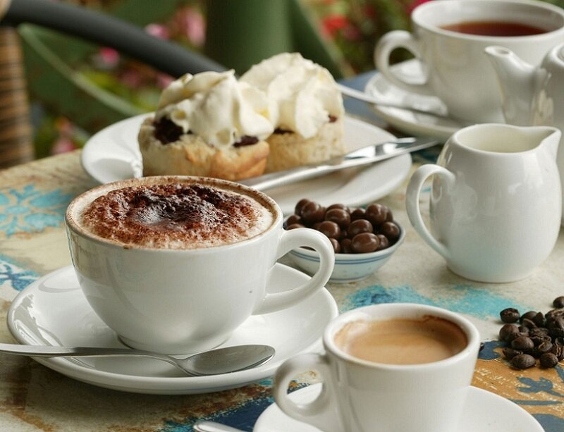 Coffee and Scones on Table