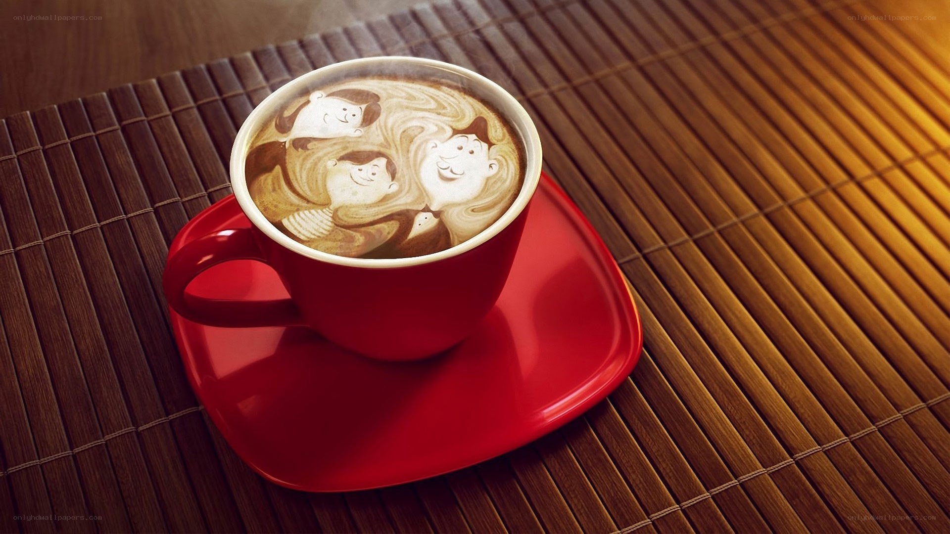 coffee art family scene