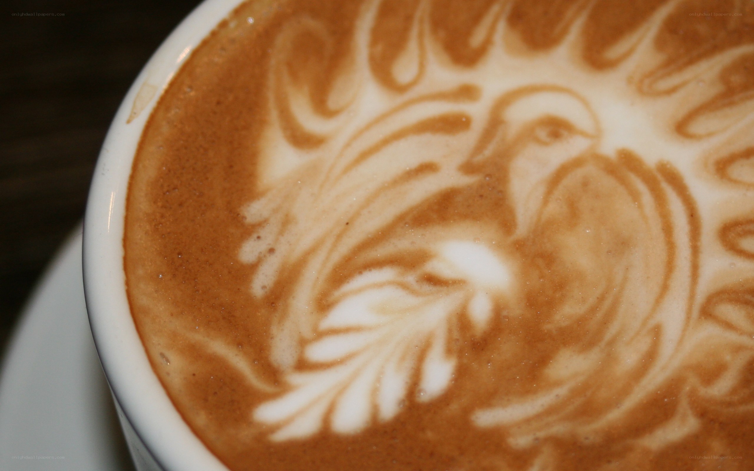 coffee art with bird design
