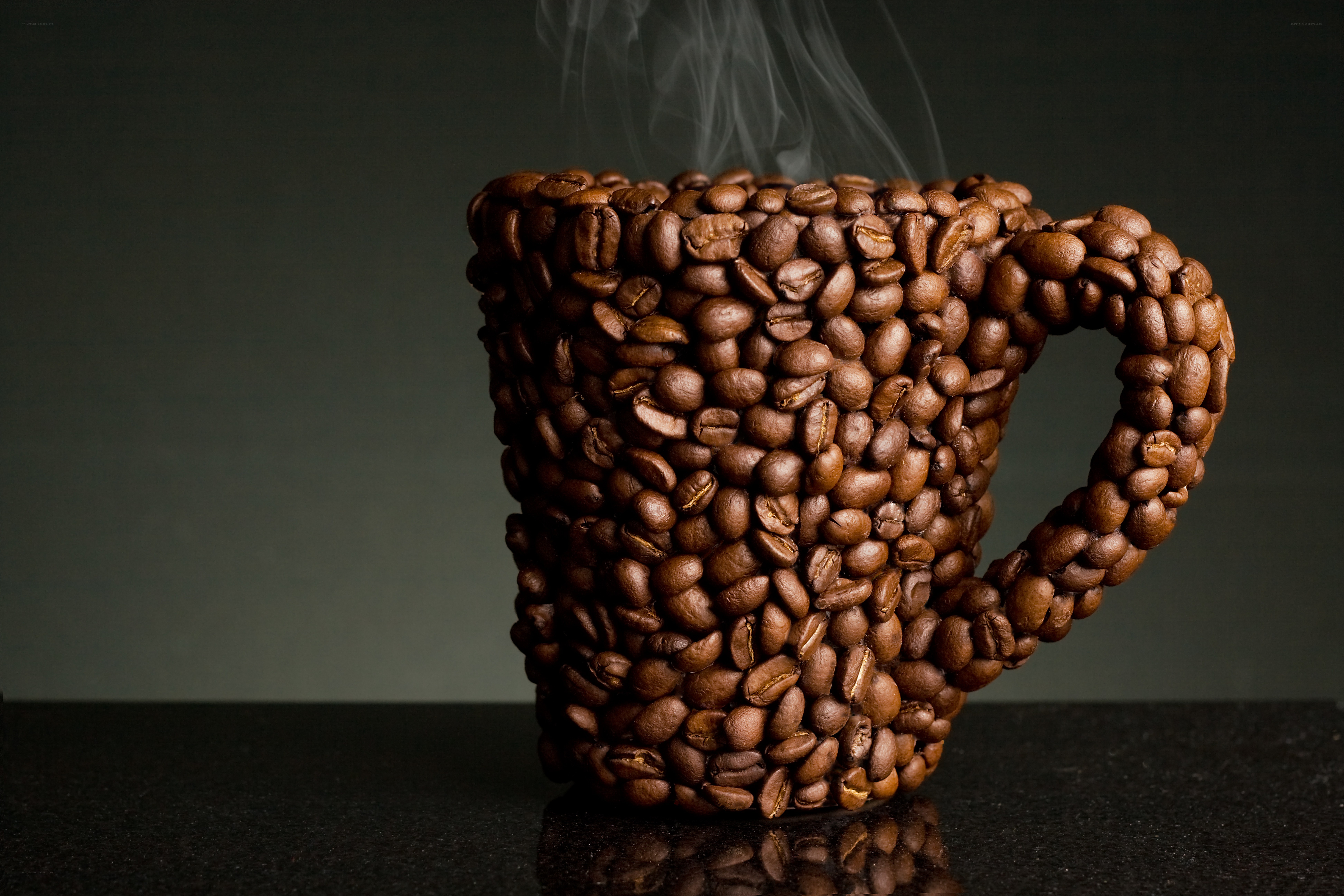 coffee bean mug with steam
