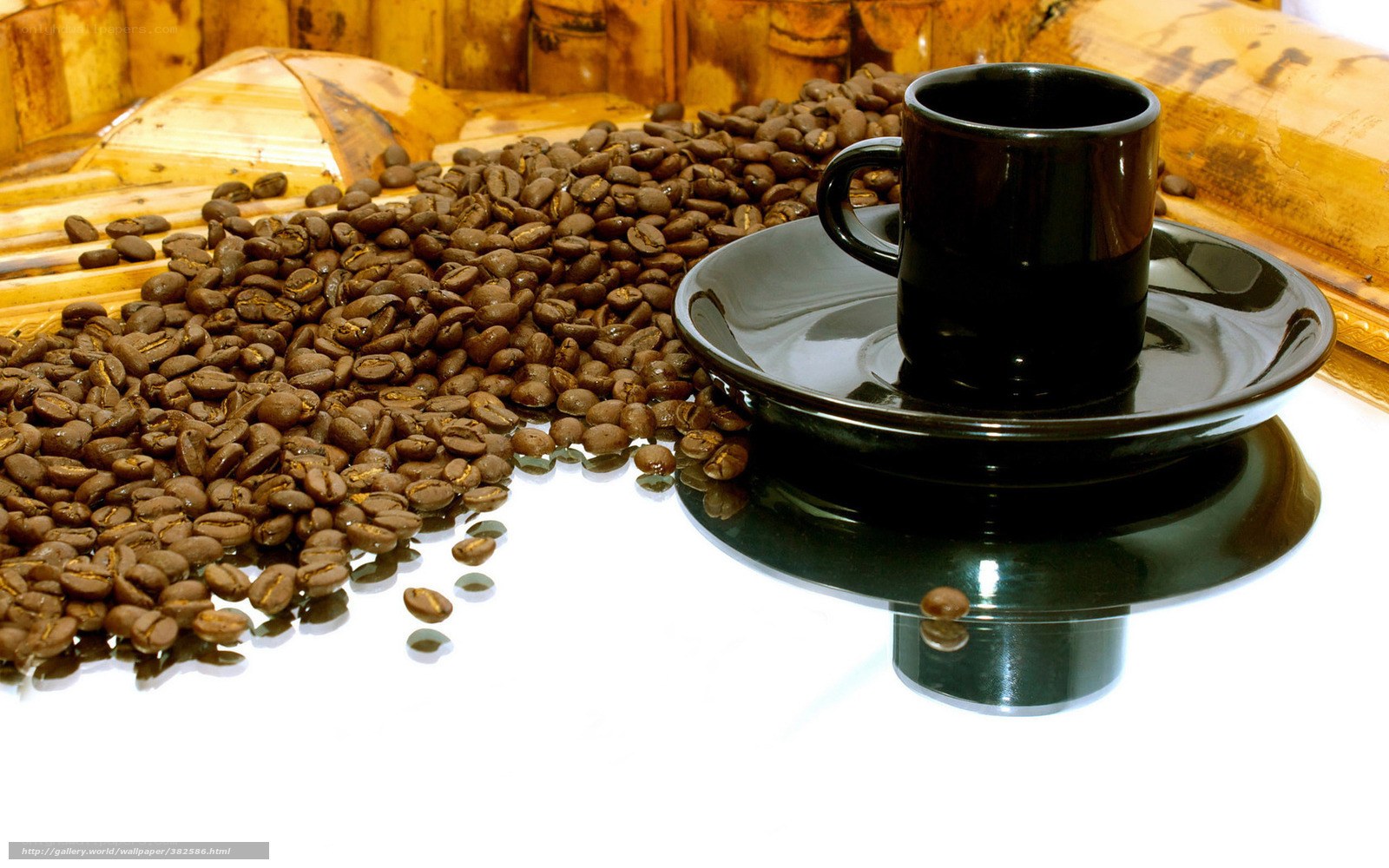 coffee beans and black cup