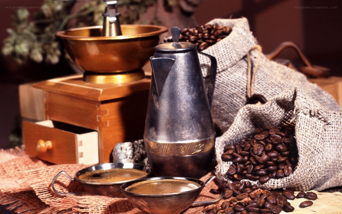 coffee beans and brewing setup