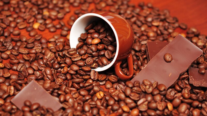 Coffee Beans and Chocolate — Brown, Warm, Photograph
