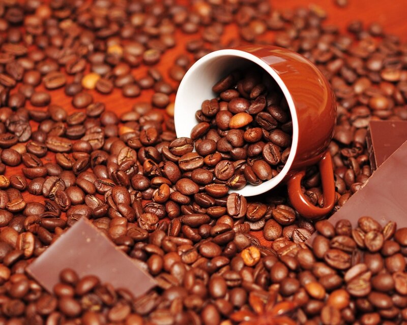 coffee beans and chocolate