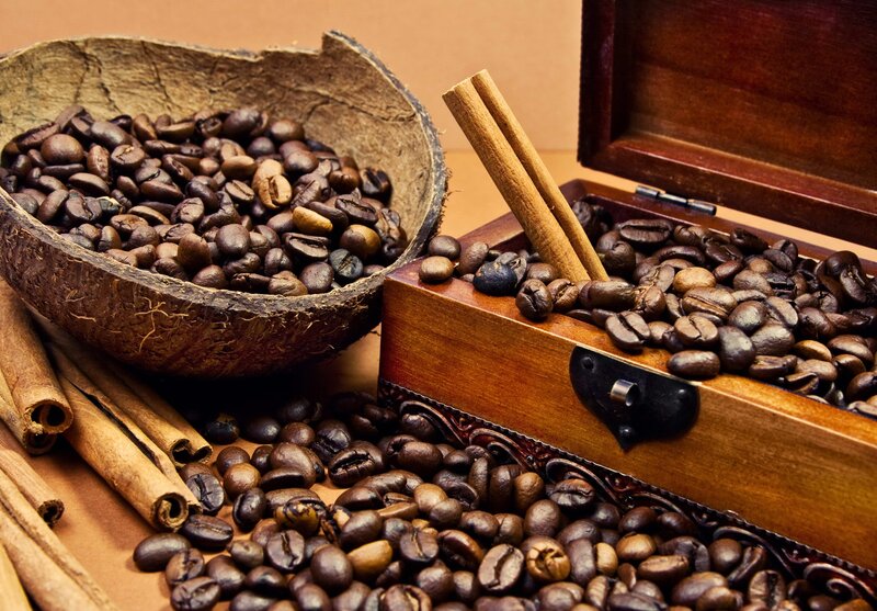 Coffee Beans and Cinnamon Sticks