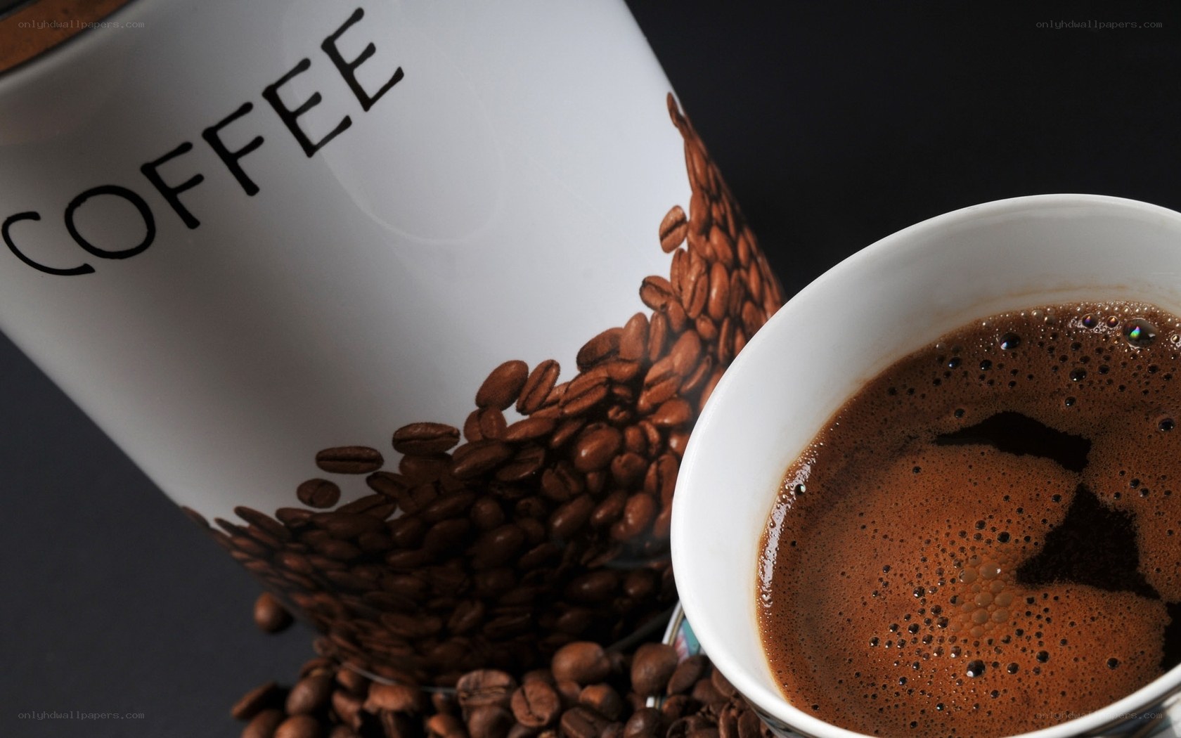 coffee beans and cup