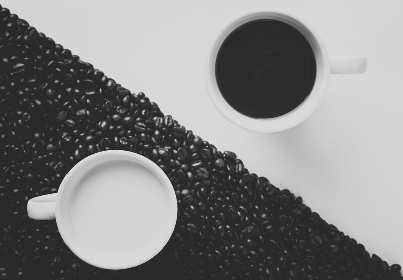 Coffee Beans and Cups — Black