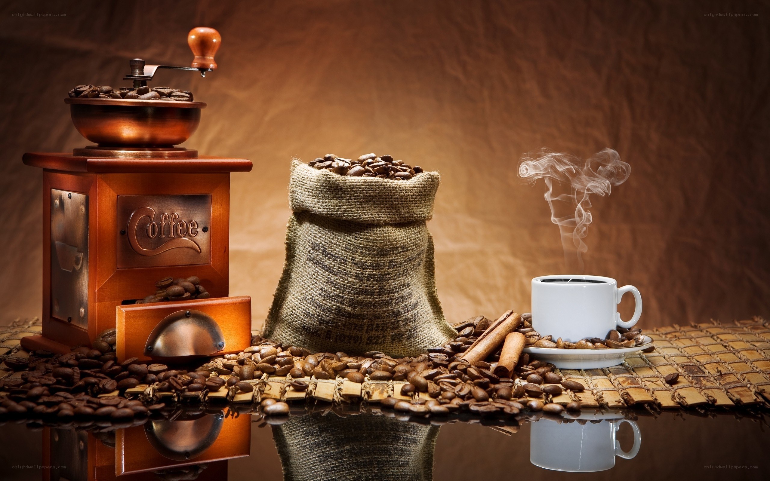 coffee beans and grinder