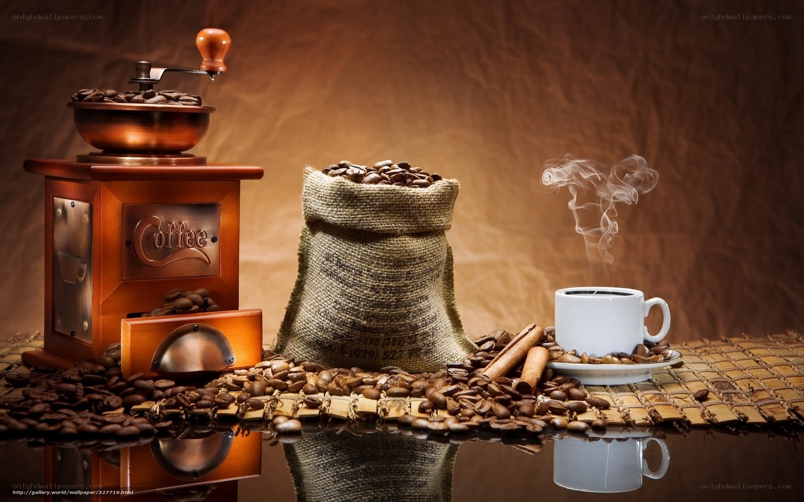 coffee beans and grinder
