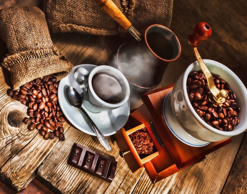 Coffee Beans and Grinder — Brown
