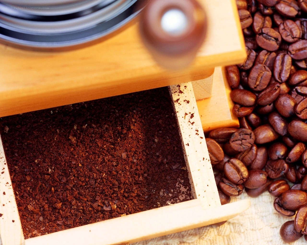 coffee beans and grinder