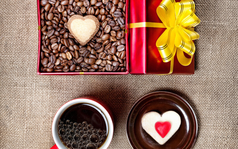Coffee Beans and Heart Cookies