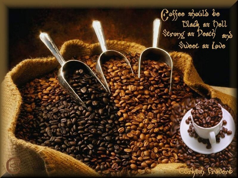 coffee beans and proverb