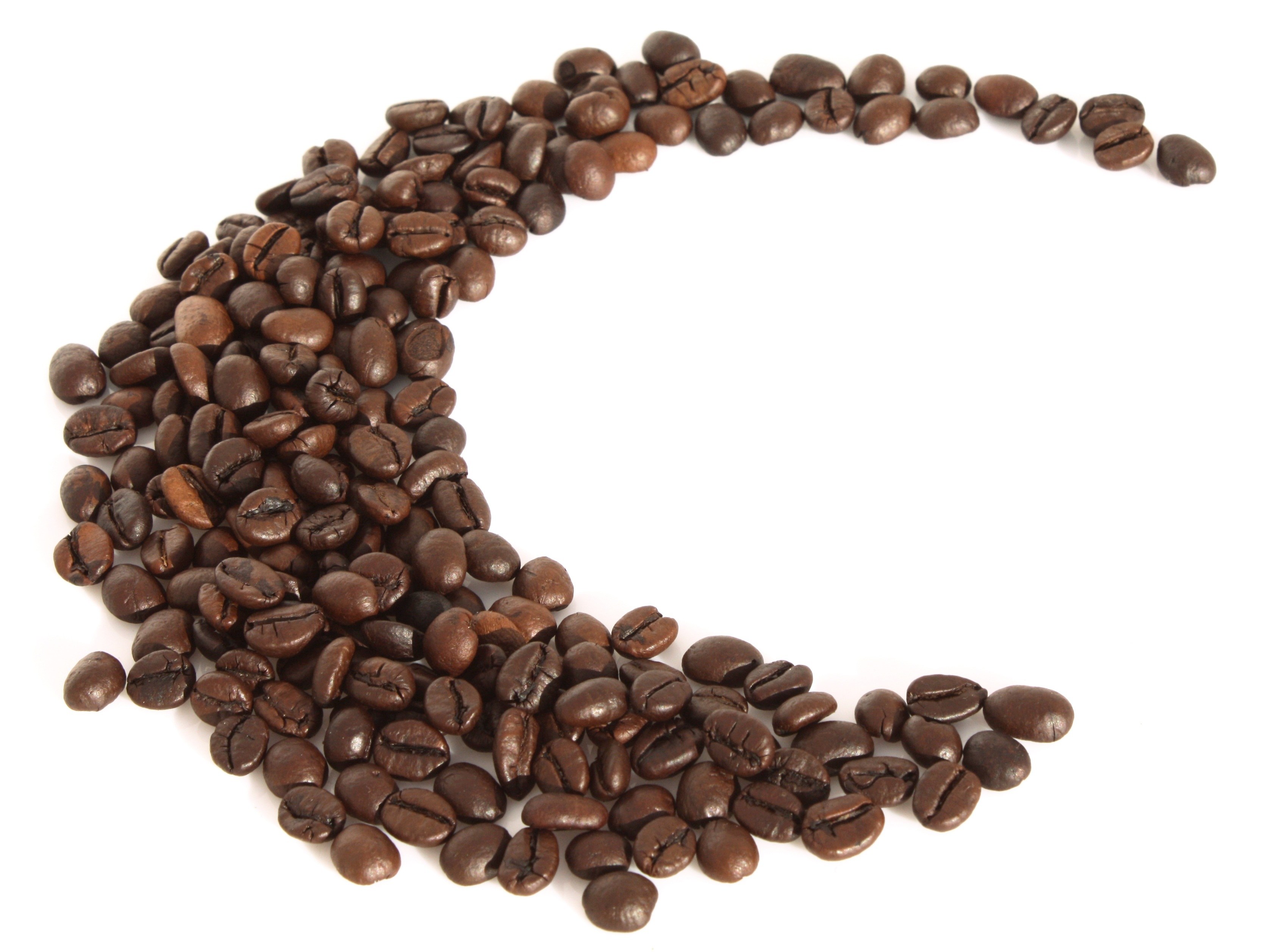 coffee beans arranged in a crescent
