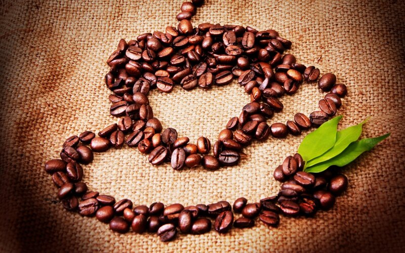 coffee beans art on burlap
