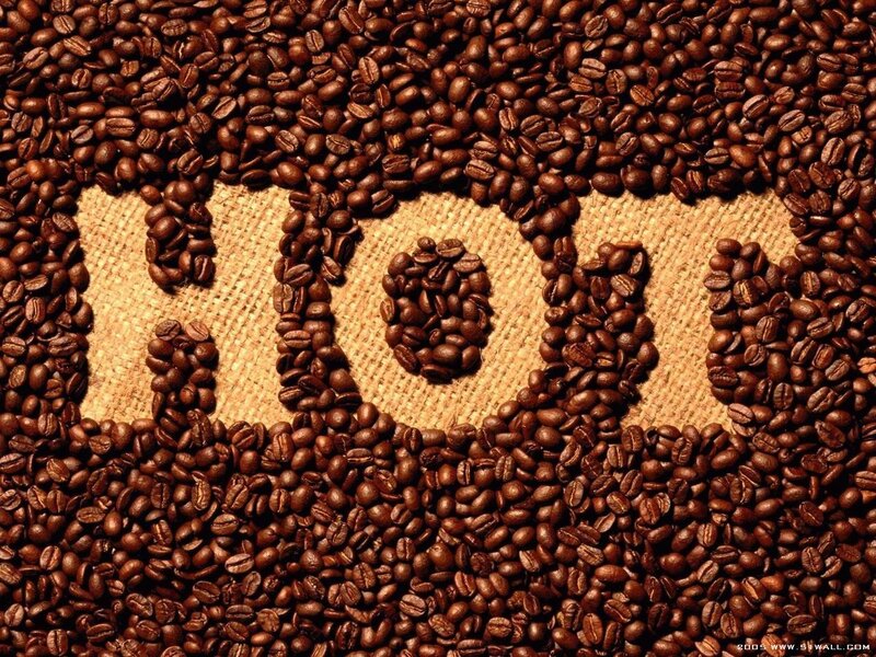 coffee beans forming a logo
