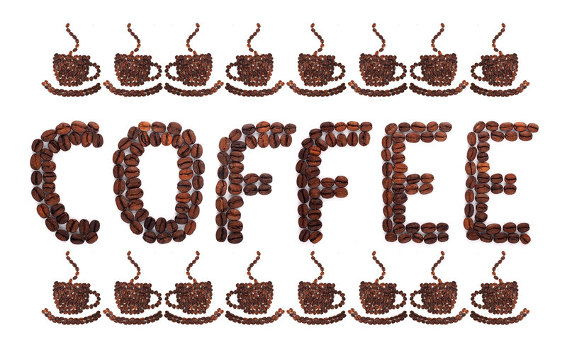 Coffee Beans Forming Coffee Cups and Text