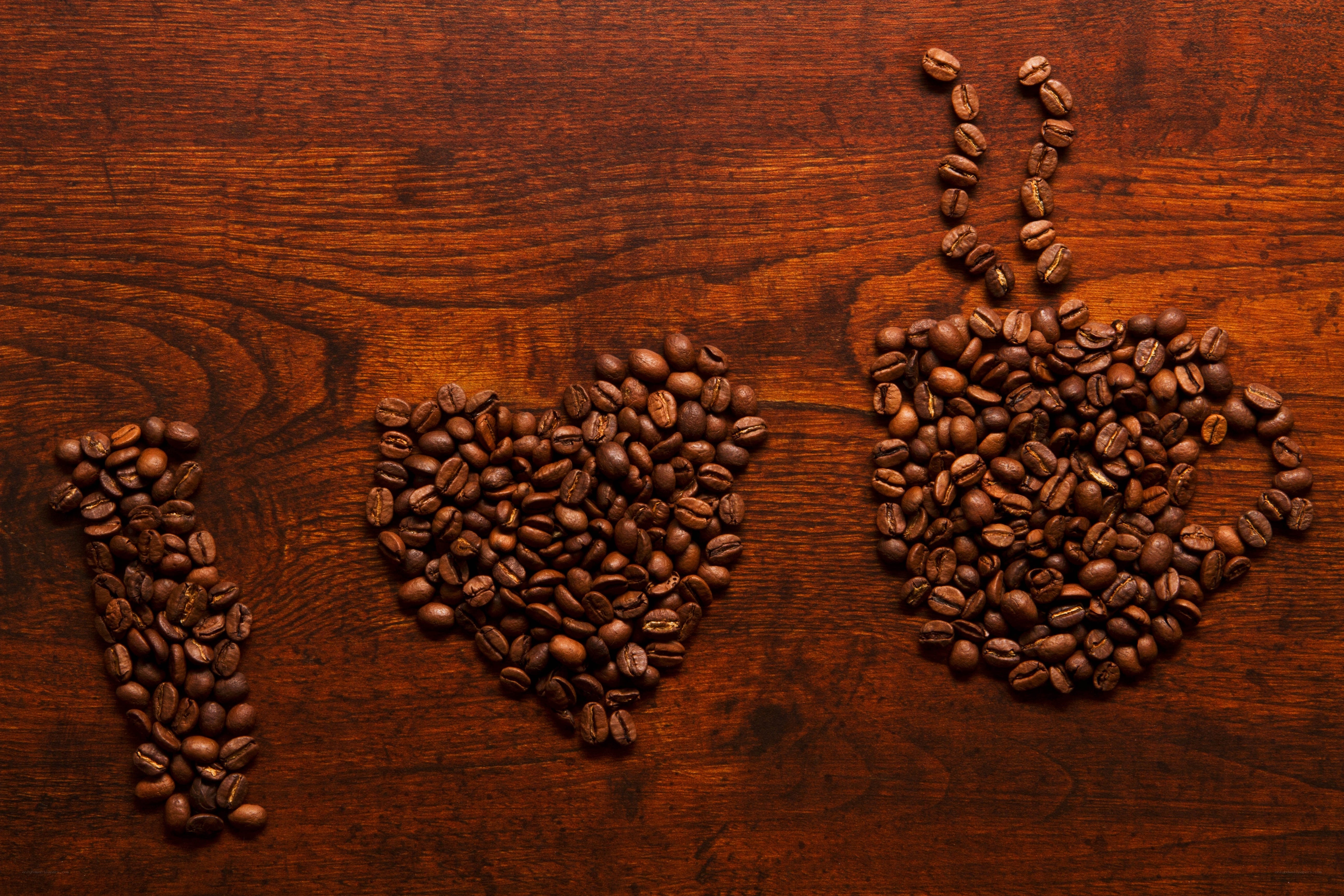 coffee beans forming love message