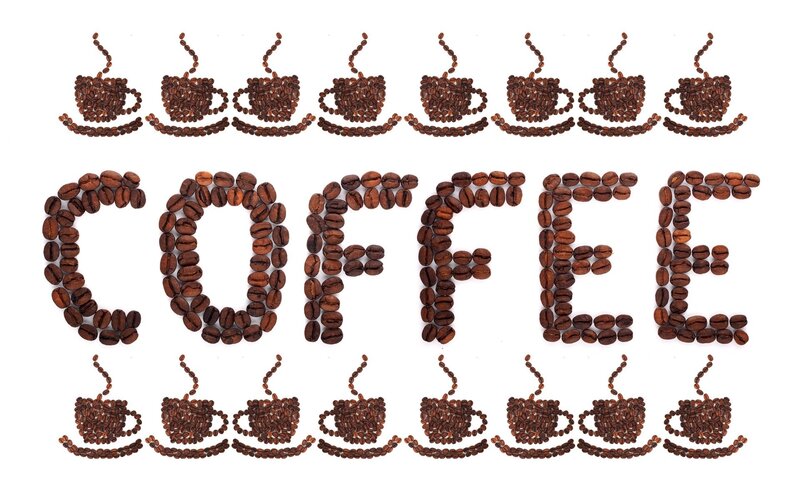 Coffee Beans Forming Text — Brown, Clean, Illustration