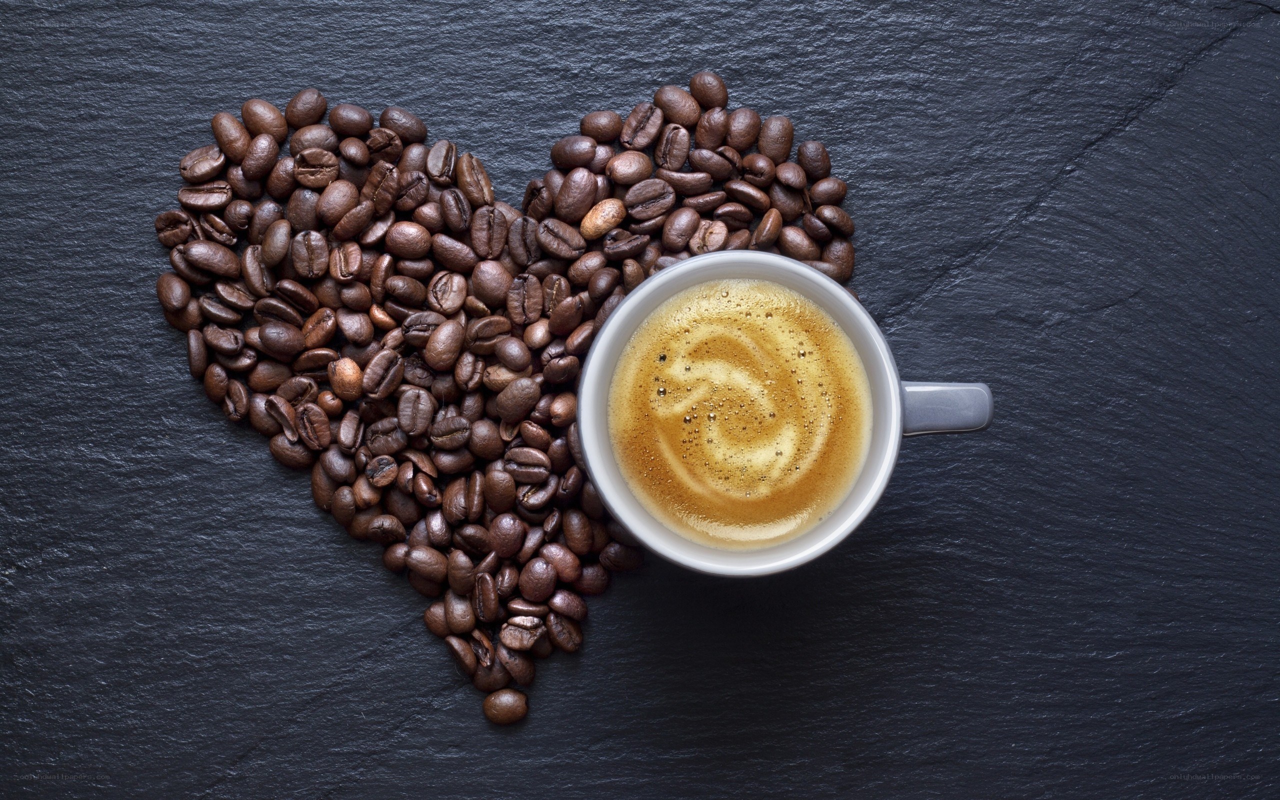 coffee beans heart with cup