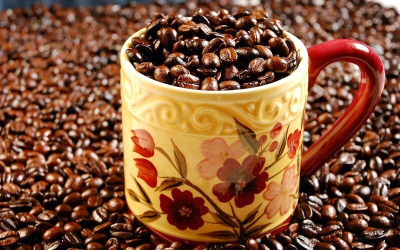Coffee Beans in a Mug — Brown