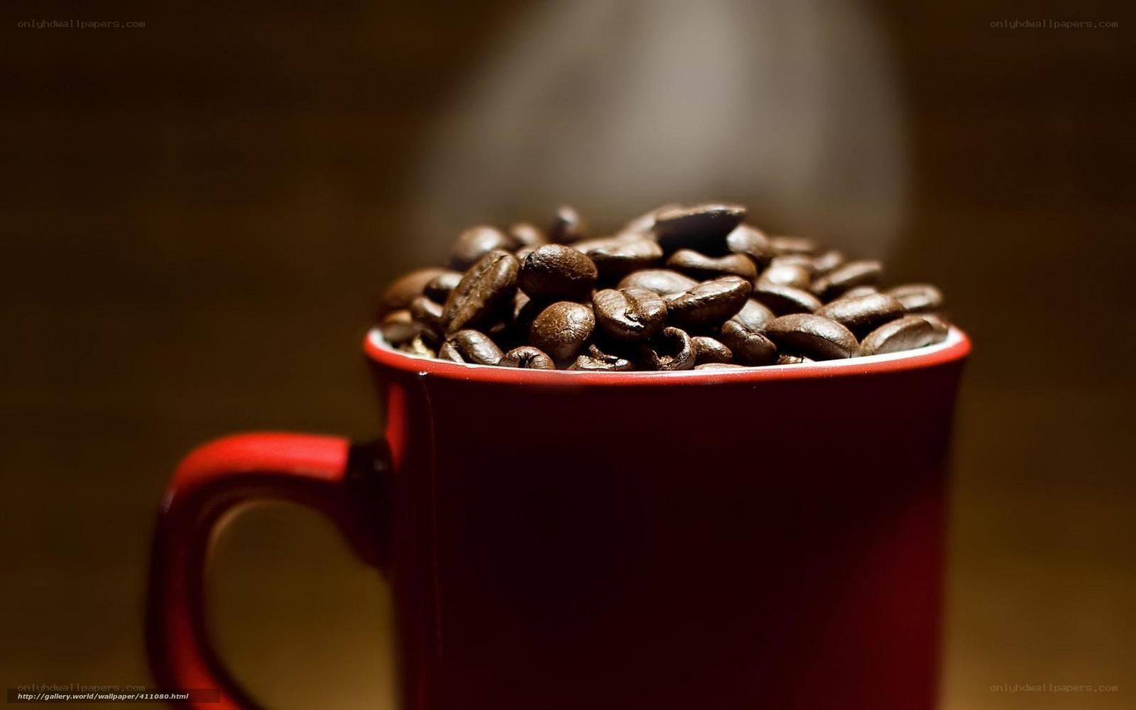 coffee beans in a red mug