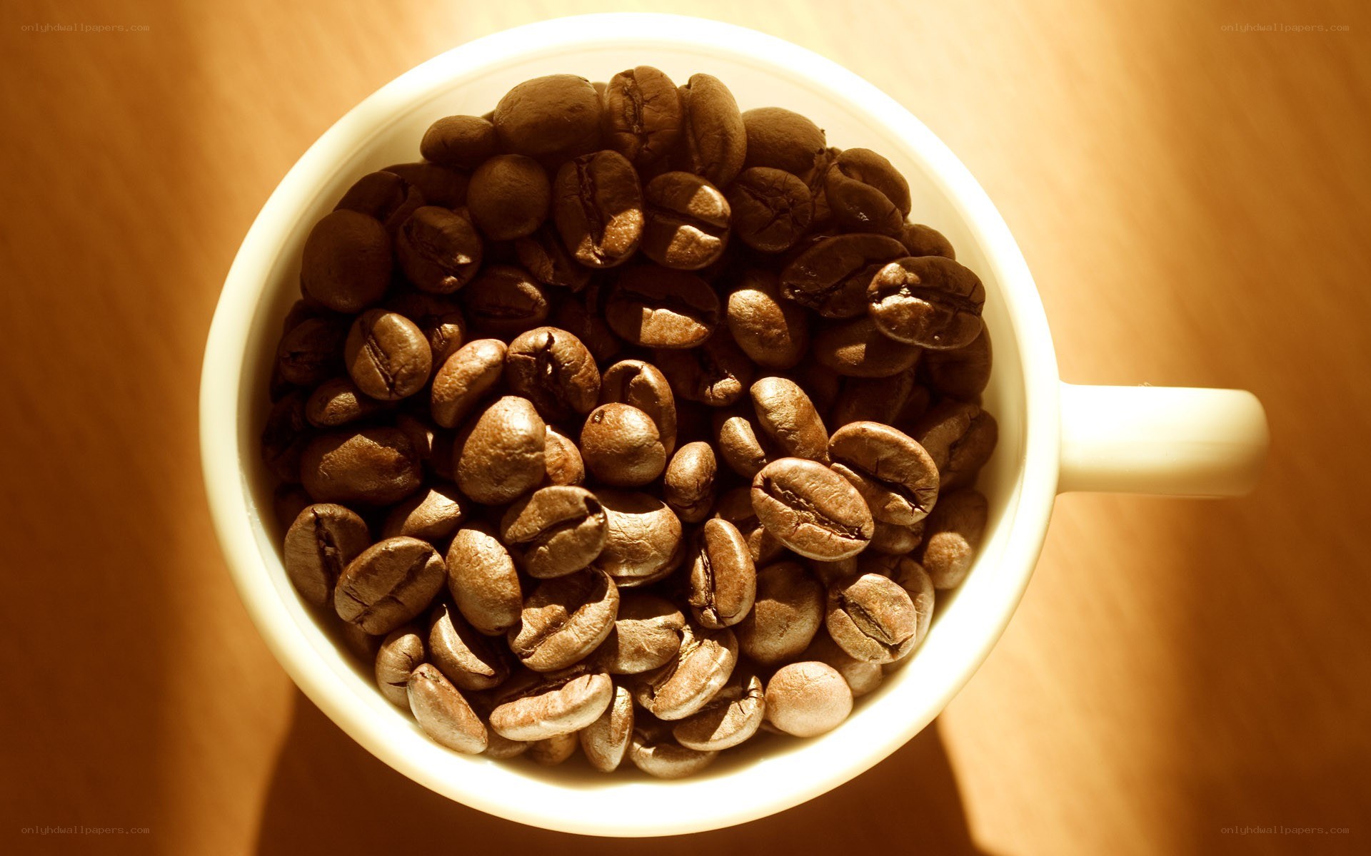 coffee beans in a white cup