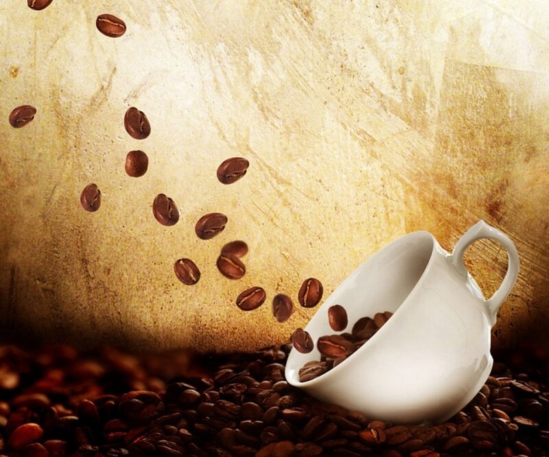 Coffee Beans in Cup — Brown, Calm, Photograph, Background