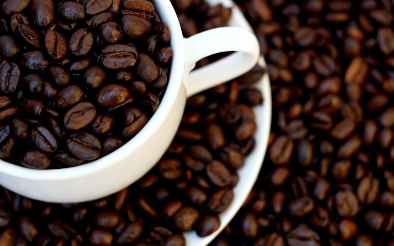 Coffee Beans in Cup — Brown, Photograph