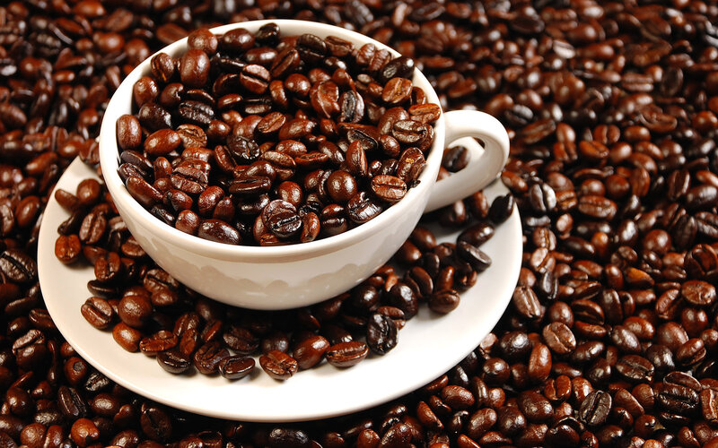 Coffee Beans in Cup — Brown