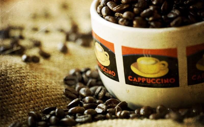 Coffee Beans in Cup — Brown, Warm, Photograph, Coffee Beans