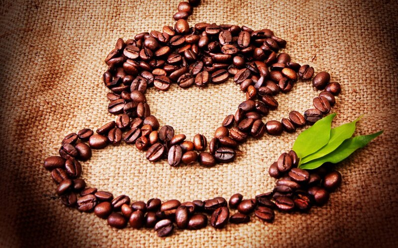 Coffee Beans in Cup Shape — Brown