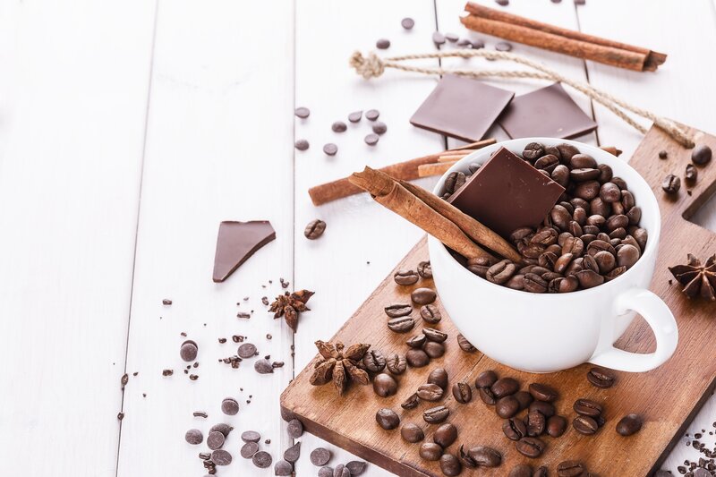 Coffee Beans in Cup — White, Calm, Photograph
