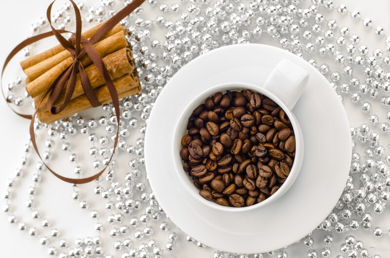 Coffee Beans in Cup — White, Calm