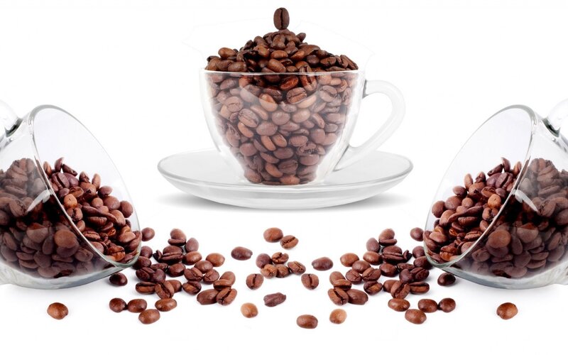 coffee beans in glass cups