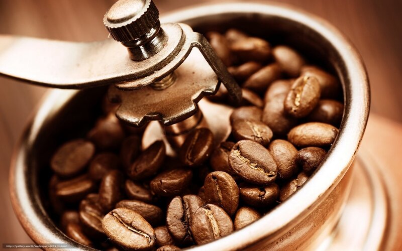 Coffee Beans in Grinder — Brown, Warm, Photograph