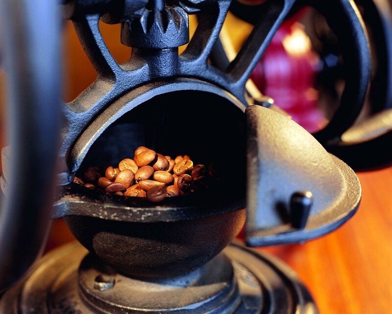 Coffee Beans in Grinder — Brown, Warm