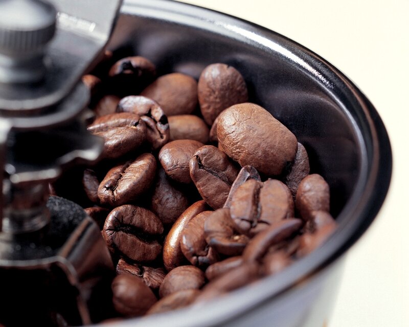 coffee beans in grinder